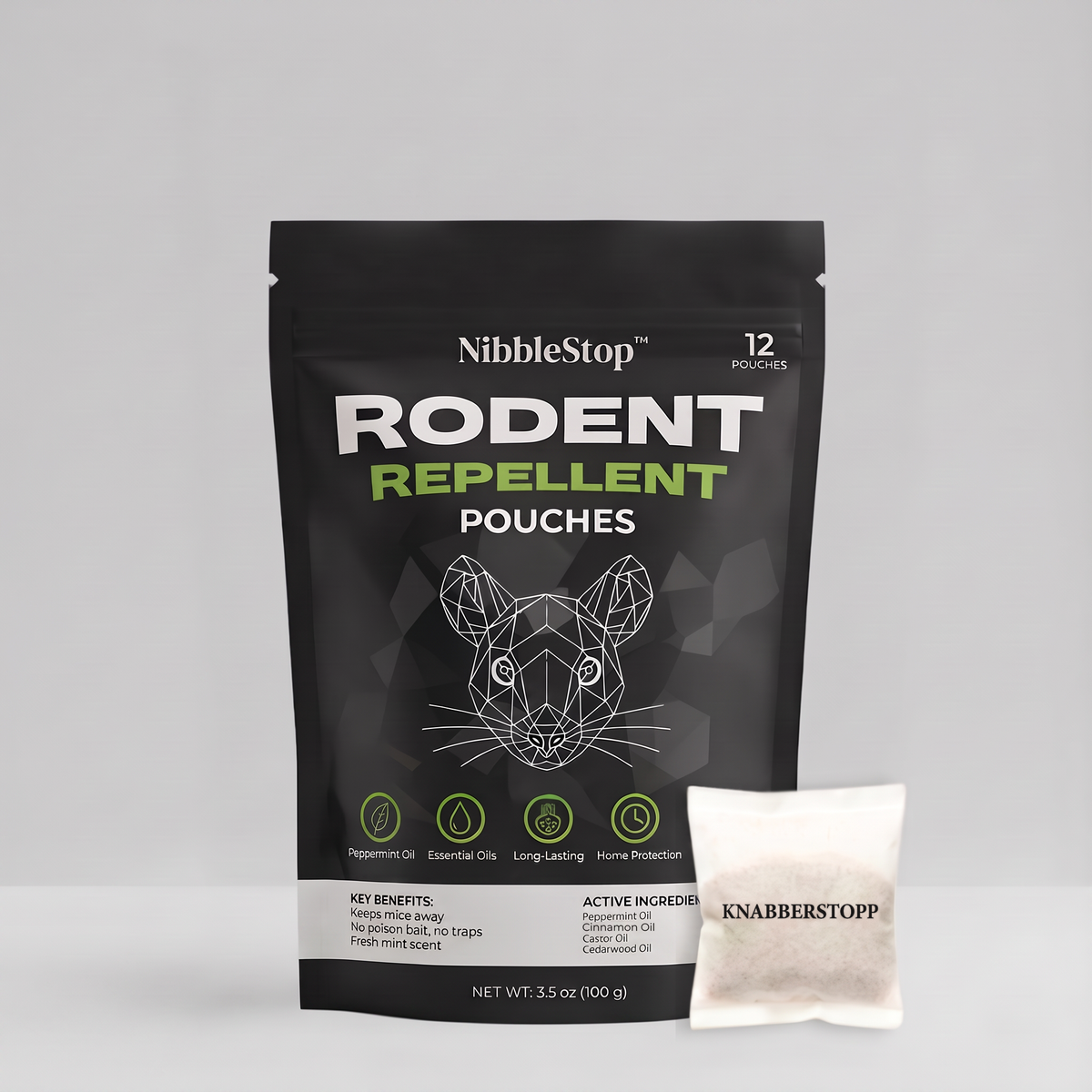 NibbleStop™ pack with 12 peppermint oil pouches