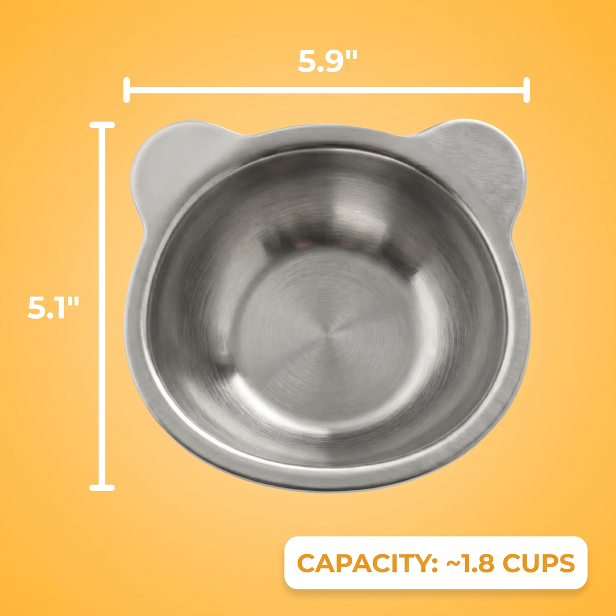 TiltBowl seen from above: 5.9 by 5.1 inches, capacity about 1.8 cups