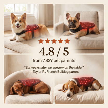 4.8 of 5 from 7,837 pet parents, six weeks later no surgery on the table