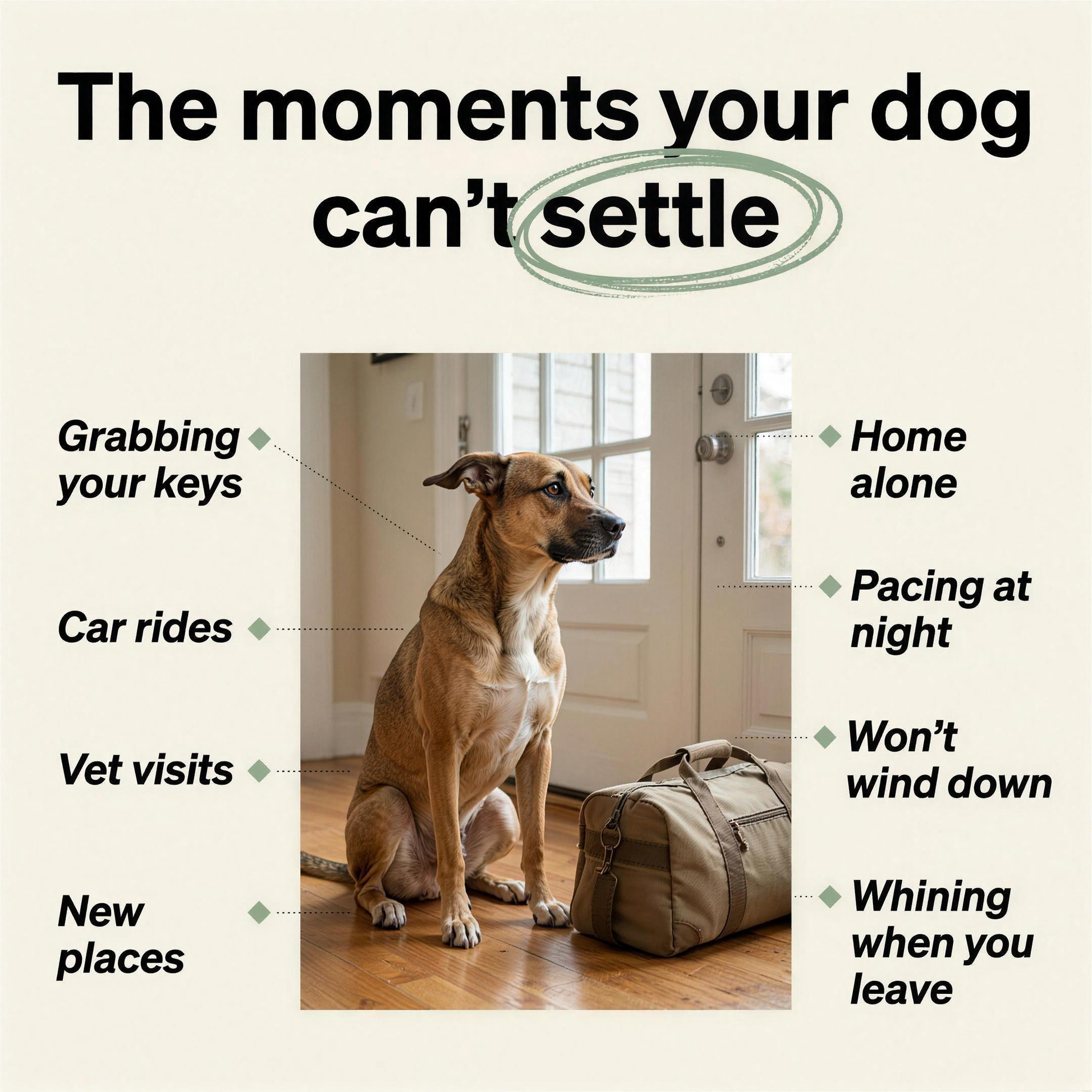 The moments your dog cannot settle - situations