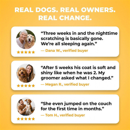 Real dogs, real owners, real change - verified buyer testimonials for Collagen 3X
