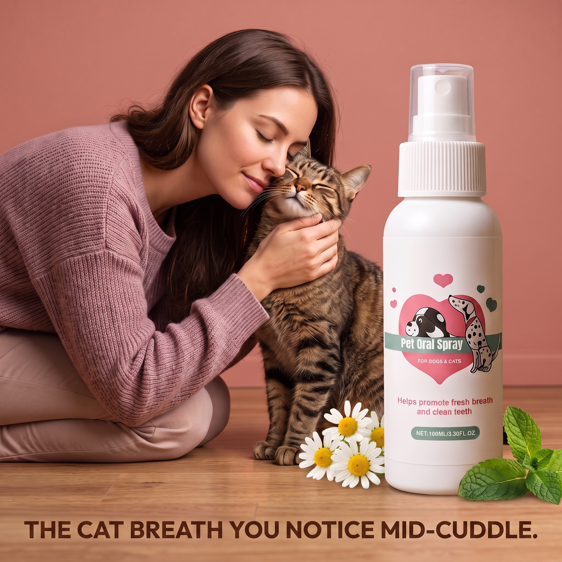 The cat breath you notice mid-cuddle: owner hugging her cat