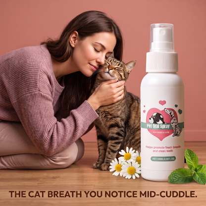 The cat breath you notice mid-cuddle: owner hugging her cat