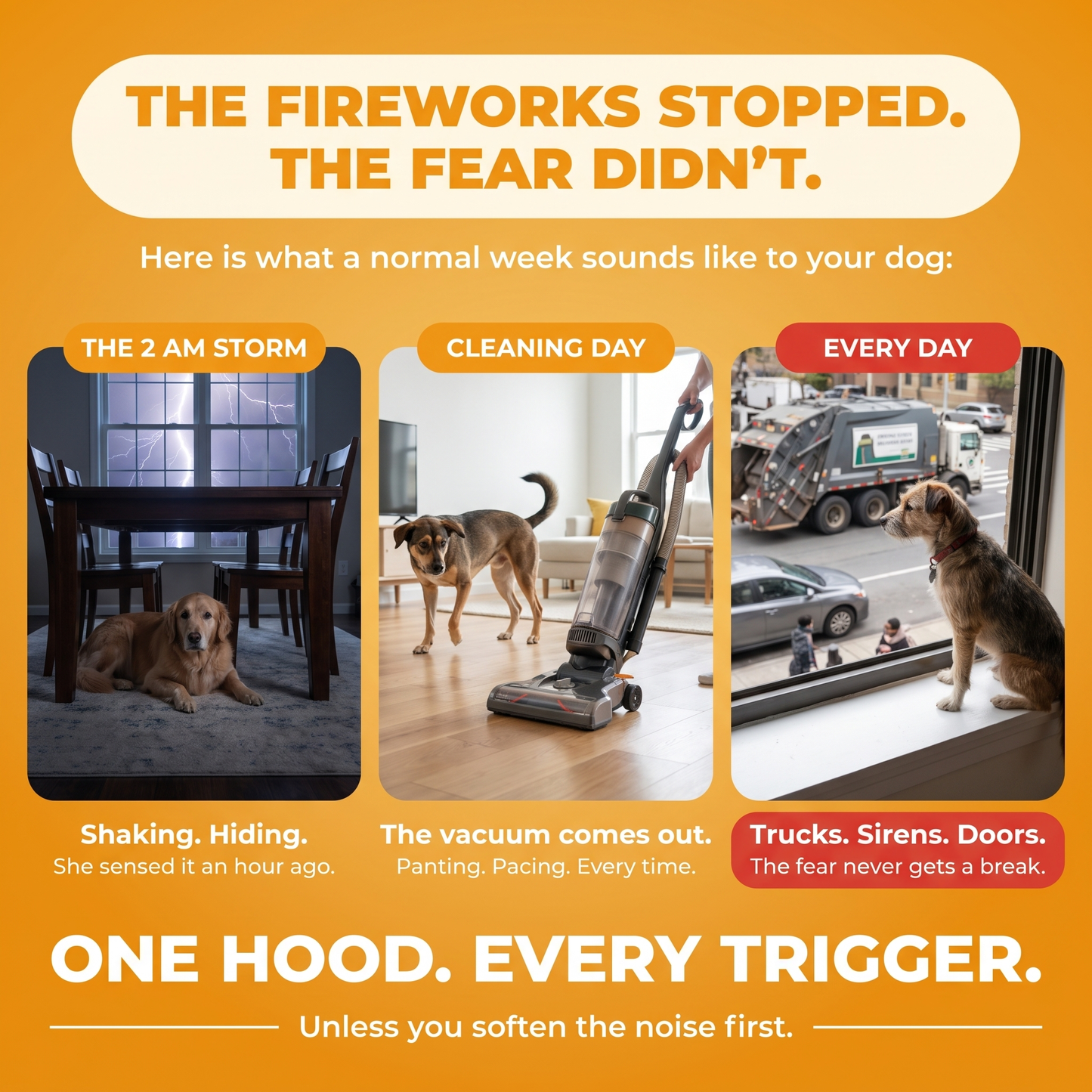 SilentWuff™ Quiets Thunder, Fireworks & Loud Noises So He Can Settle