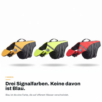 Alle drei AquaPaw Farben nebeneinander, Gelb, Grün und Rot, drei gut sichtbare Farben, keine davon Blau
