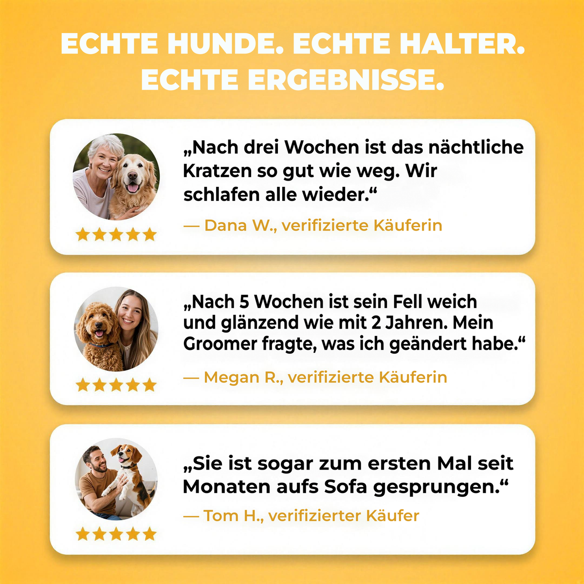 Echte Hunde, echte Halter, echte Veränderung: verifizierte Kundenstimmen zu Collagen 3X